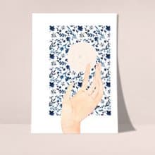 藍色花朵海報數位 JPEG 可列印牆面畫廊牆面藝術花卉印刷