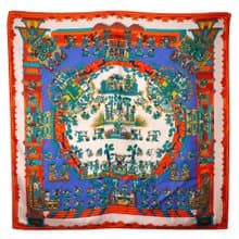 【日本直送】エルメス HERMES カレ90 スカーフ ASTRES et SOLEILS 天体と太陽 シルク 青 レディース【中古】