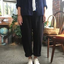 棉麻材質反摺小管褲