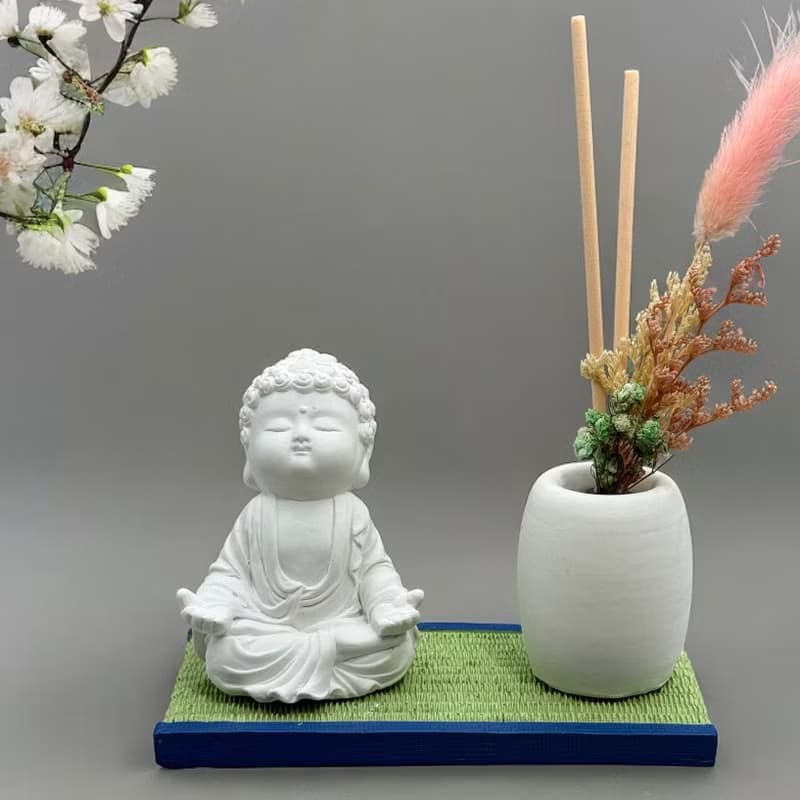 禪風設計 仿真榻榻米版香氛組 淨念吉祥之小佛衲靜 居家涼感提升