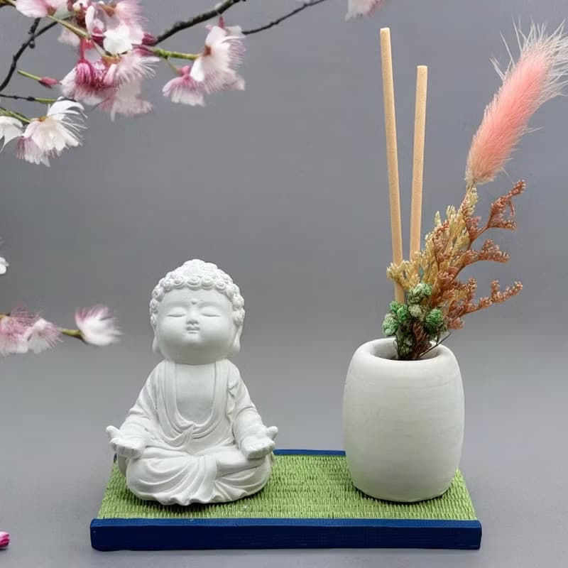 禪風設計 仿真榻榻米版香氛組 淨念吉祥之小佛衲靜 居家涼感提升