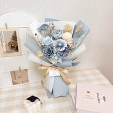 【永生花束】海洋白紗花束-七夕 情人節 生日 乾燥花