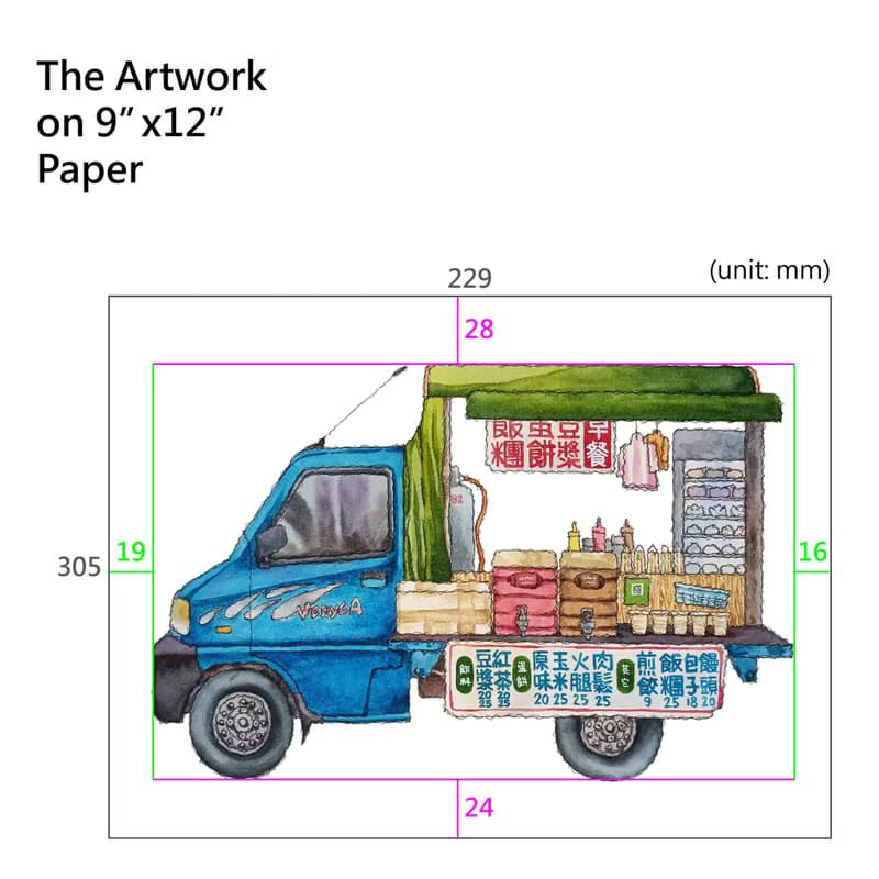 台灣街景海報-街邊早餐車-發財車-藝術微噴/掛畫/複製畫