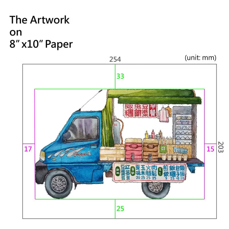 台灣街景海報-街邊早餐車-發財車-藝術微噴/掛畫/複製畫