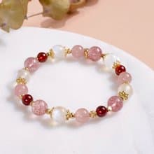 心花綻放 粉晶草莓晶月光石石榴石 水晶手鍊 - 幸福人緣
