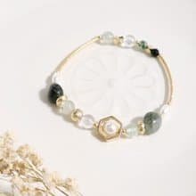 木精靈之髮 | 珍珠 六月誕生石 綠髮晶 增加財運 天然水晶手鍊