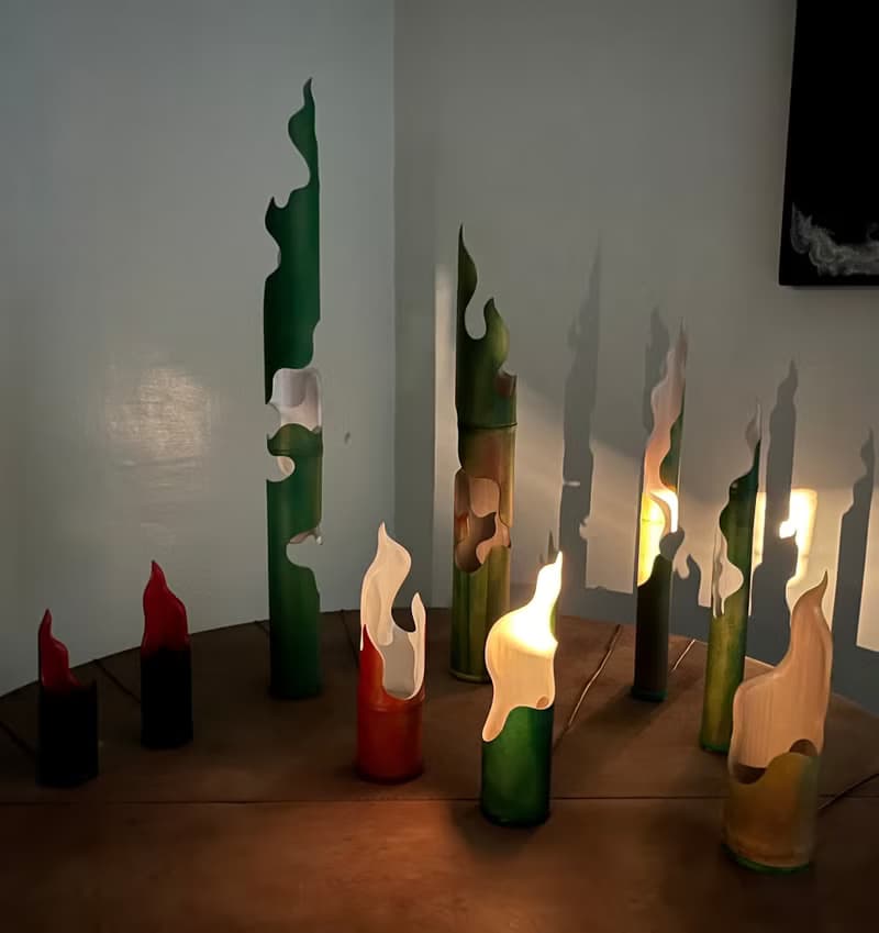 青龍 - 火形鏤空 LED 桂竹創意立燈 / 桌燈