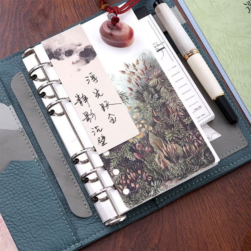花間集稀有皮拼接真皮手帳本手工牛皮活頁記事本a8a7a6奇葩
