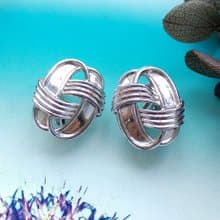 Vintage Jewelry 西洋古董飾品 TRIFARI 銀色調  環繩 夾式耳環