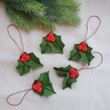 Holly christmas ornament, festive holly, tree decorations, christmas flower