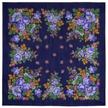 Original Pavlovo Posad Russian Shawl 100% Wool Woolen Scarf 115x115 cm 1847-14