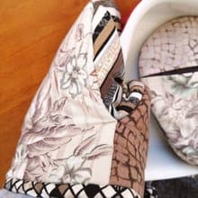 歐風玫瑰隔熱手套純咖啡