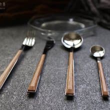 刀、叉、湯匙四件套餐具組 (不鏽鋼/仿木/簡約/典雅)