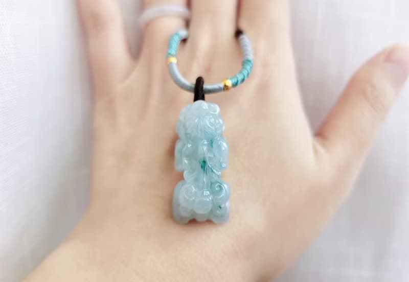 【親翠】天然翡翠 冰飄藍綠花抬頭大嘴貔貅 | 招財吸財 | 貔貅園