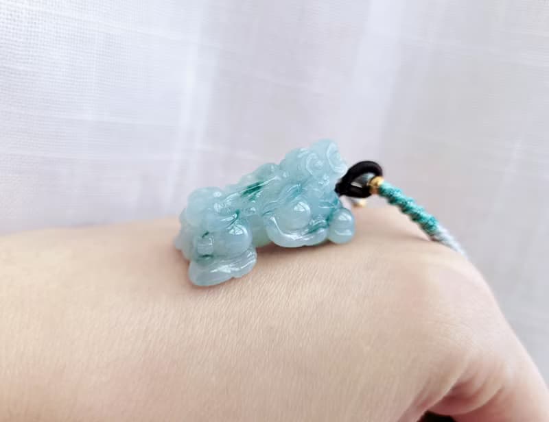 【親翠】天然翡翠 冰飄藍綠花抬頭大嘴貔貅 | 招財吸財 | 貔貅園