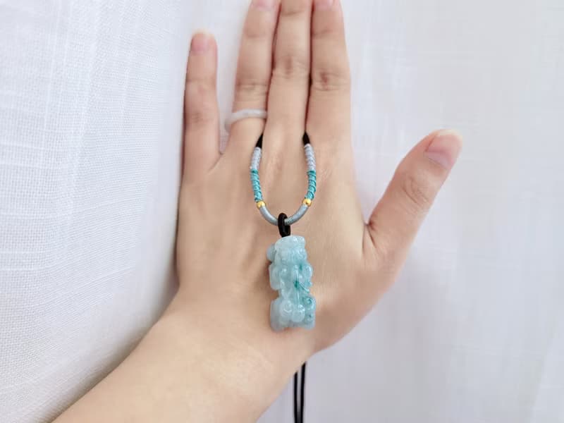 【親翠】天然翡翠 冰飄藍綠花抬頭大嘴貔貅 | 招財吸財 | 貔貅園