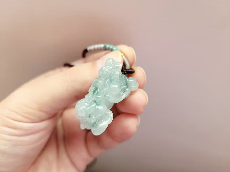 【親翠】天然翡翠 冰飄藍綠花抬頭大嘴貔貅 | 招財吸財 | 貔貅園