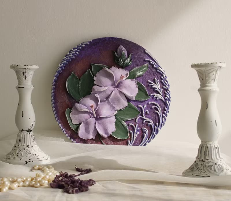 Hibiscus decorative panel, wall decor, sculpture painting