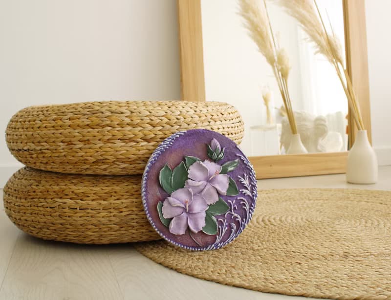 Hibiscus decorative panel, wall decor, sculpture painting