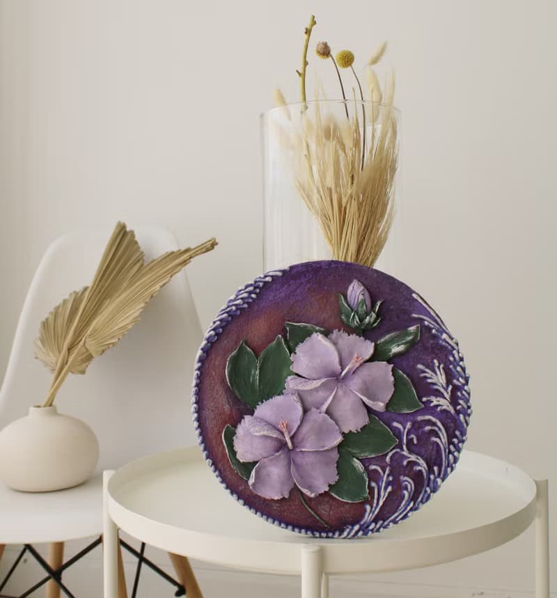 Hibiscus decorative panel, wall decor, sculpture painting