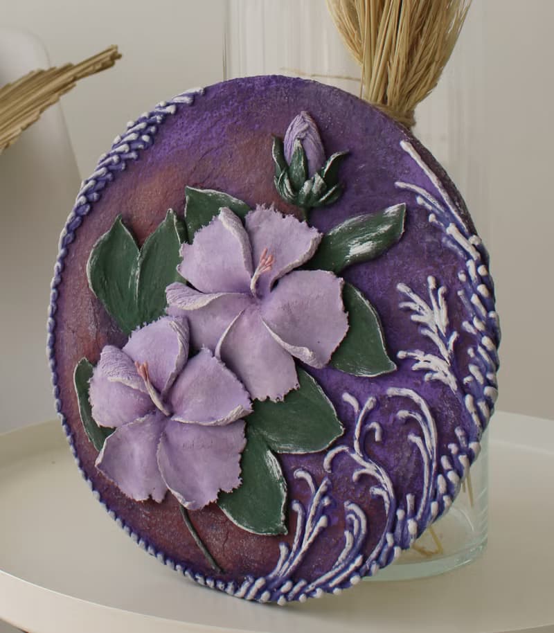 Hibiscus decorative panel, wall decor, sculpture painting