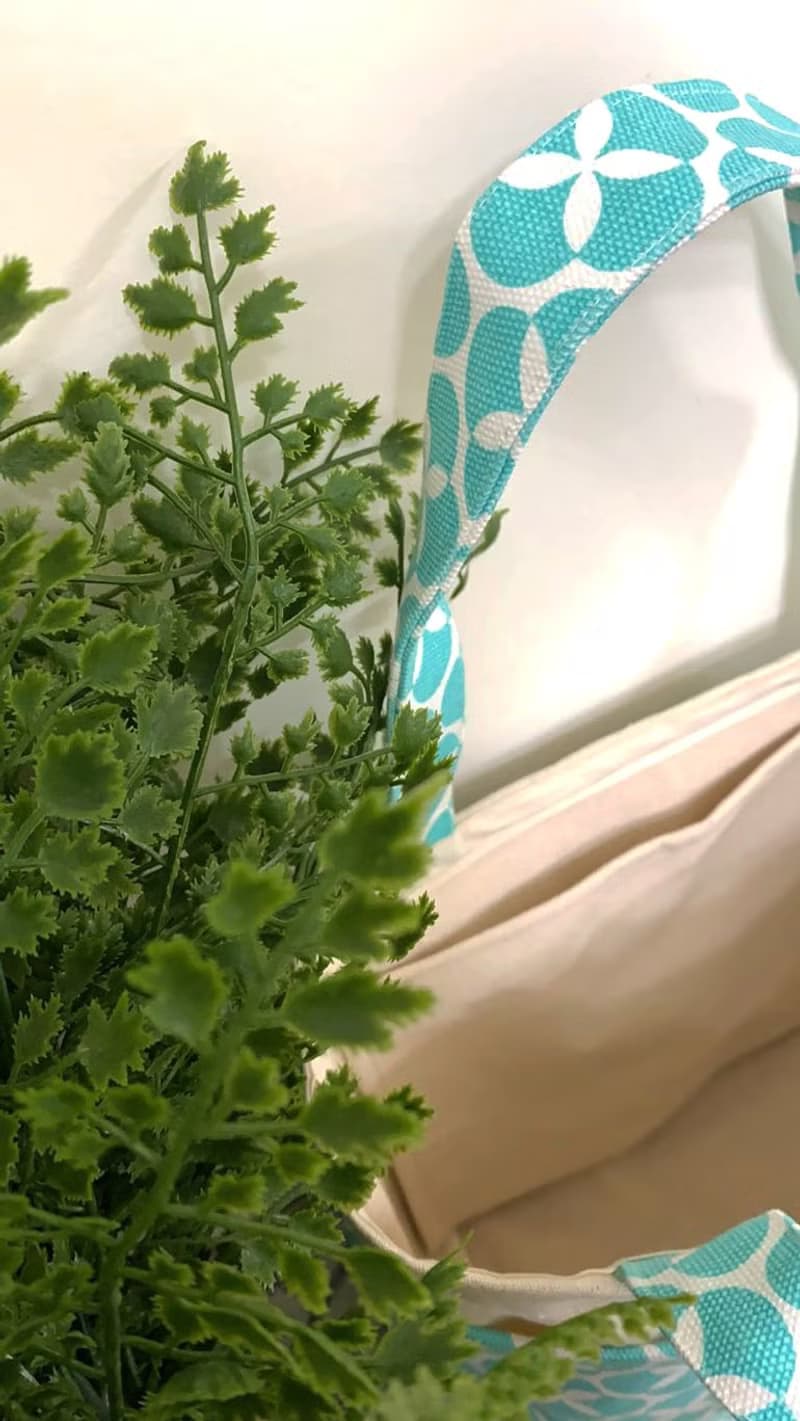 北歐風格湖水綠花幾何圖案色包包手提托特包小挽袋