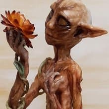 Elf art doll OOAK, Dryad Fairy sculpture, Fantasy art doll miniature