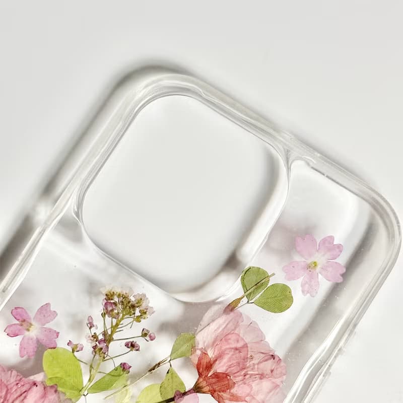 天然粉紅櫻花手工押花手機殼 適用於iPhone 16 Pro Samsung S25