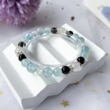 【月影】天然海藍寶 銀曜石 藍月亮石 玉髓 S925純銀 設計手鍊