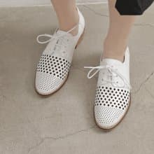 supportingrole A+ 復古綁帶真皮洞洞牛津鞋樂福鞋 白