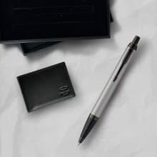 Parker 派克 新IM 特別款內斂灰原子筆 牛皮短夾禮盒  免費刻字