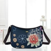 半月包  彎月斜背包 防潑水 平織緹花 賞夜菊