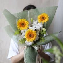 寫給你的晴天 向日葵棉花永生花束