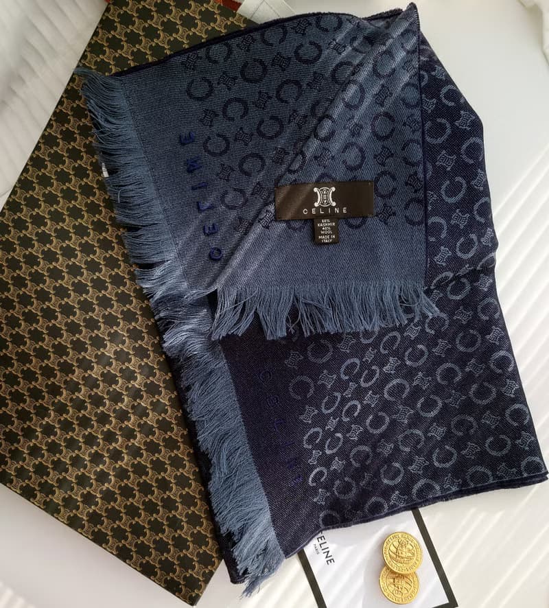 中古品 極軟 CELINE 凱旋門羊毛 毛毯蓋毯頸巾圍巾領巾圍脖披肩