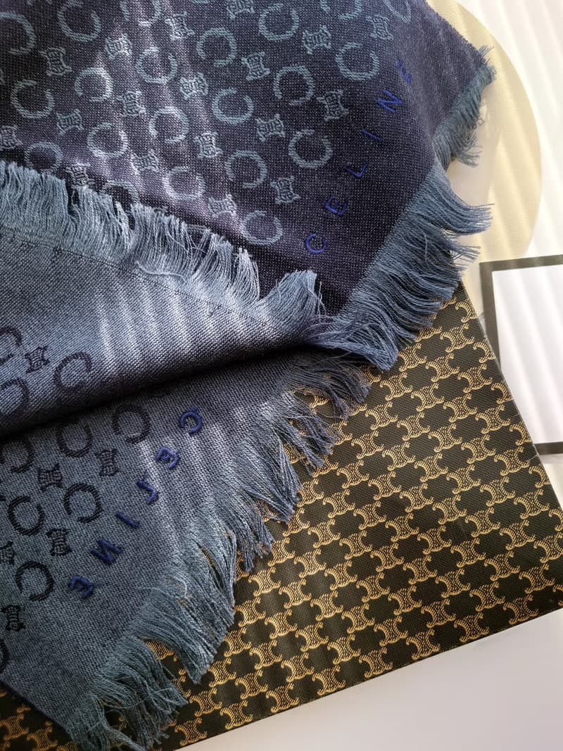 中古品 極軟 CELINE 凱旋門羊毛 毛毯蓋毯頸巾圍巾領巾圍脖披肩