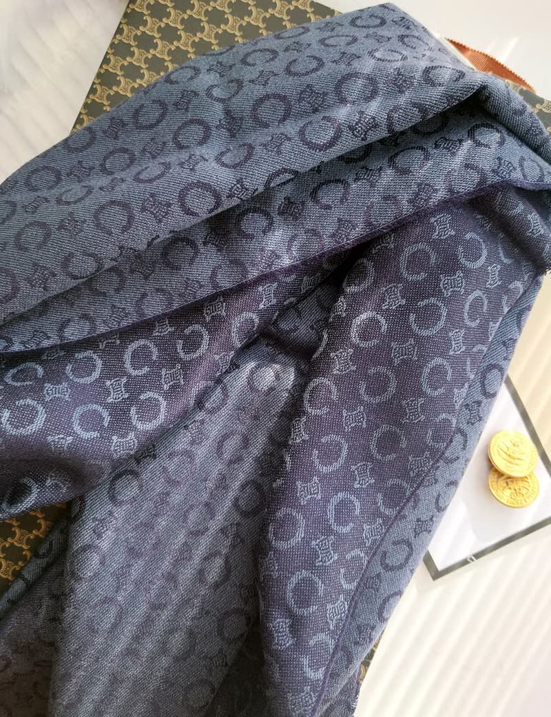 中古品 極軟 CELINE 凱旋門羊毛 毛毯蓋毯頸巾圍巾領巾圍脖披肩