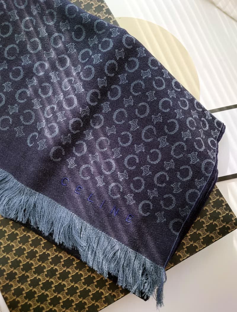 中古品 極軟 CELINE 凱旋門羊毛 毛毯蓋毯頸巾圍巾領巾圍脖披肩