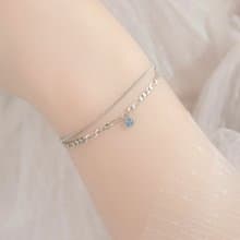 藍托帕石925純銀愛心蛋糕雙層手鍊