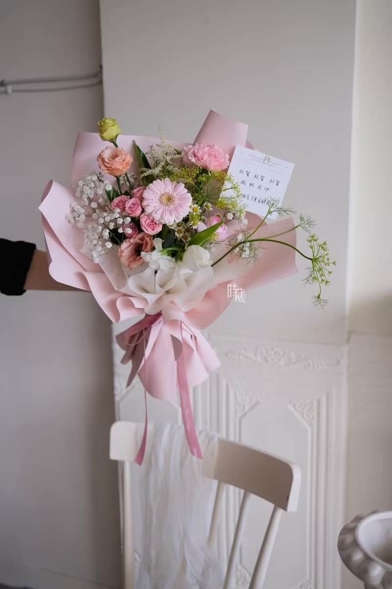 粉橘色系 太陽花 鮮花花束/限台中地區