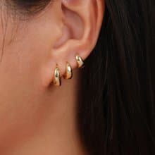 s925銀法式小金豆耳環 女生耳環 水滴型素圈耳環 抗過敏
