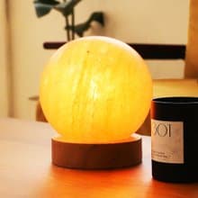 6吋玫瑰圓球  鹽燈 I 特製底座 I 原木底座 入厝禮 招財淨化