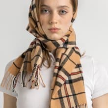 80s Vintage Checked Scotland Lambswool Scarf Woman Vintage Accessories 5938