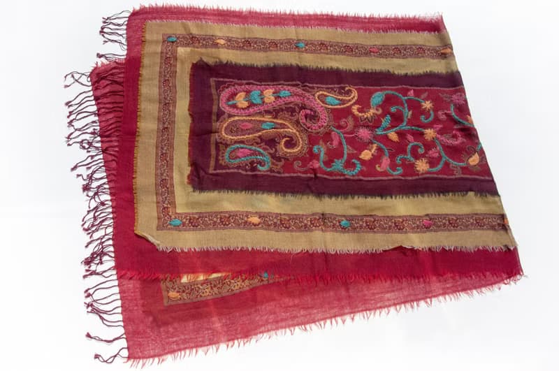 喀什米爾Cashmere/水煮羊毛披肩/針織圍巾/刺繡圍巾/羊絨披巾-花