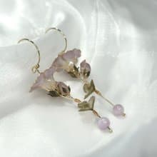 【紫色牽牛花 - 水晶花耳環】花言日和 九月生日系列