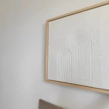 Framed textured white abstract minimalist art 3D painting Sculptural wall decor