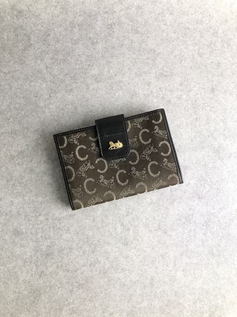 【 日本直送　名牌中古包 】CELINE セリーヌ サルキー 財布 ブラウン 馬車 ボースキャリッジ ジャガード vintage ヴィンテージ i2z34z