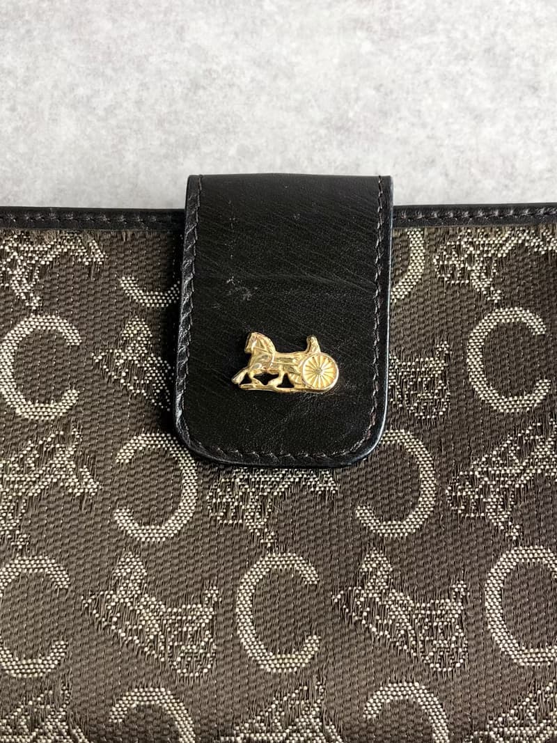 【 日本直送　名牌中古包 】CELINE セリーヌ サルキー 財布 ブラウン 馬車 ボースキャリッジ ジャガード vintage ヴィンテージ i2z34z