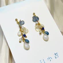 海底開了小花/花朵耳環/手工耳環/無痛耳夾/樹脂耳環/禮物