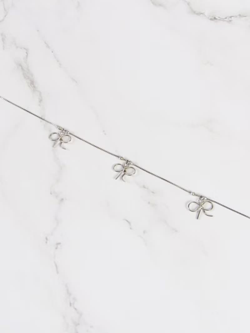 Vintage Silver Bows Charm Anklet
