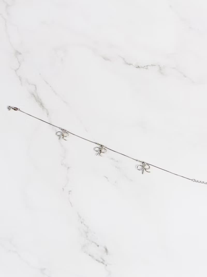 Vintage Silver Bows Charm Anklet